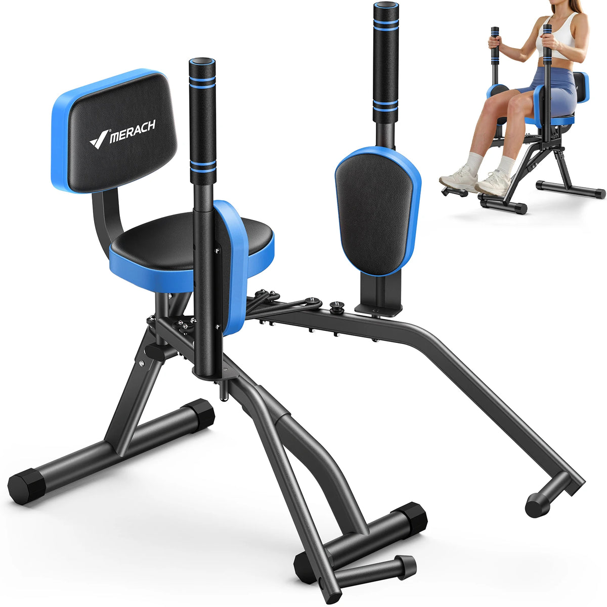 MERACH Adjustable Hip Abductor Leg Trainer Machine With Resistance Bands