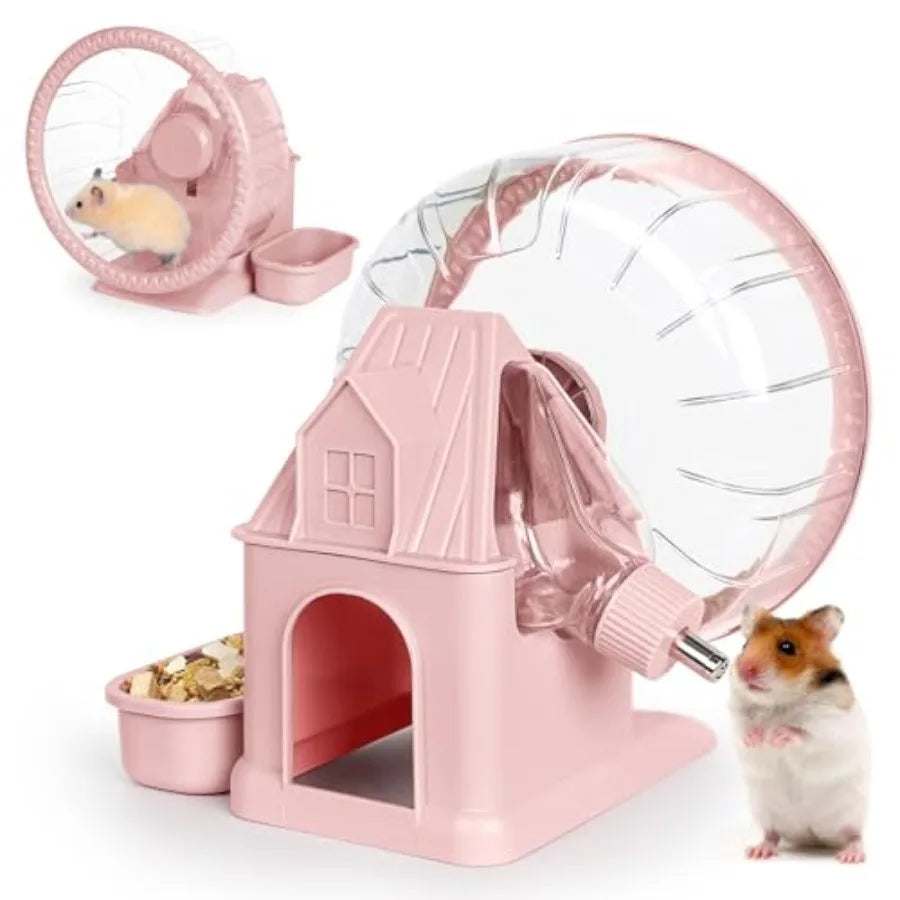 Quiet 4 In 1 Hamster Exercise Wheel With Food And Water Bowls