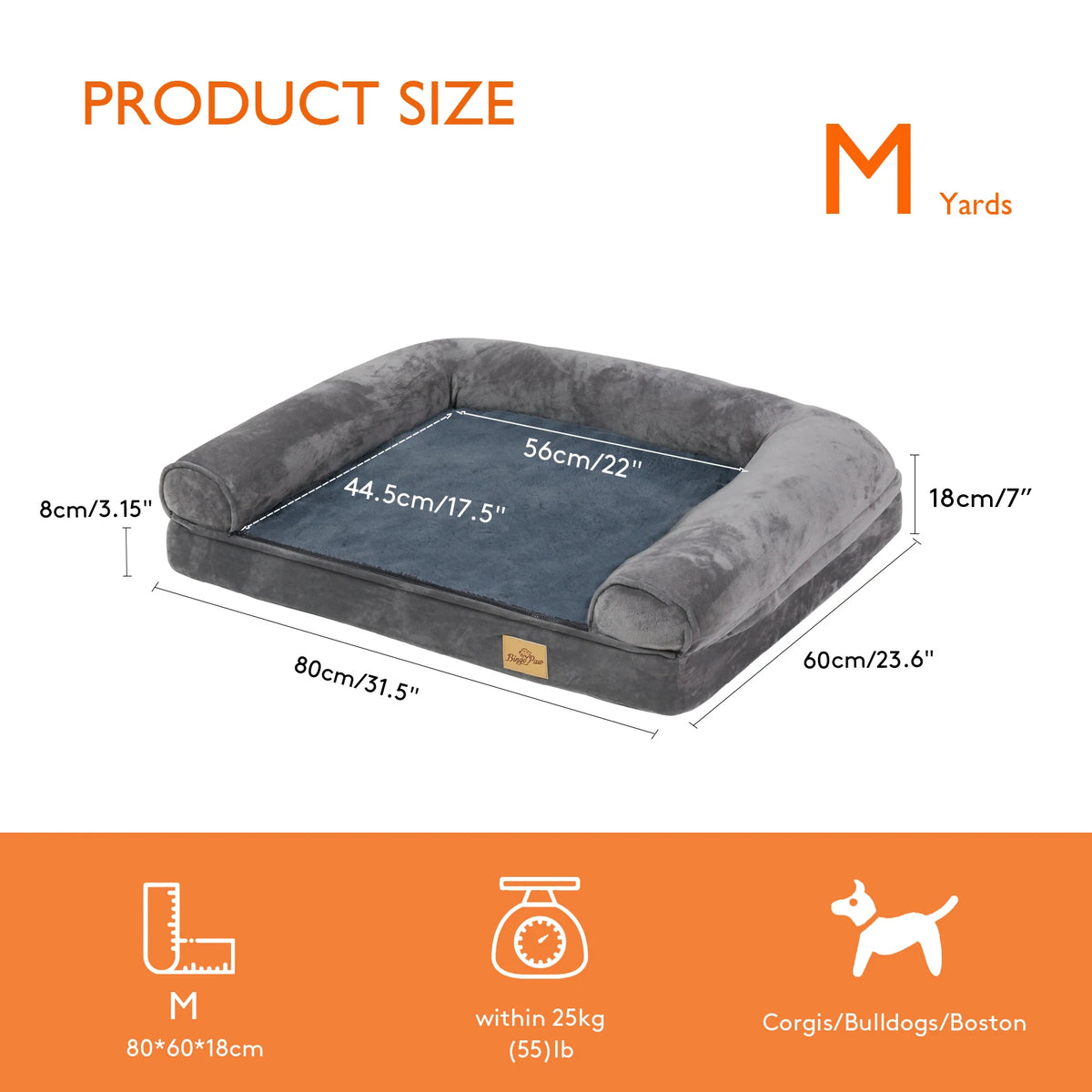 Bingopaw Orthopedic Dog Bed With Removable Washable Foam Cover