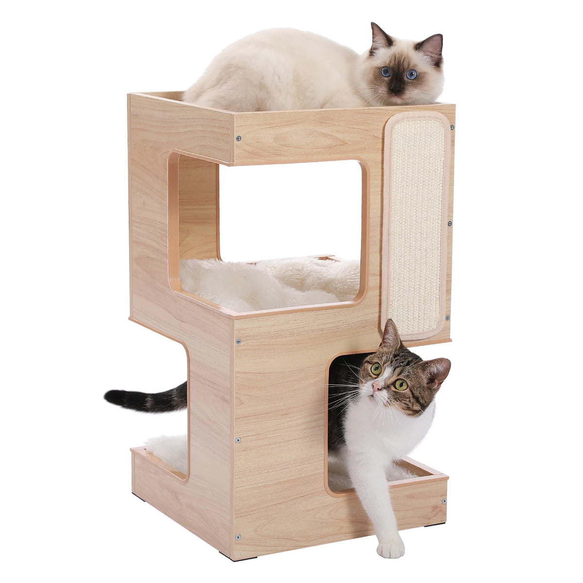 Pawz Road Wood Cat Condo With Scratching Pad And Bed