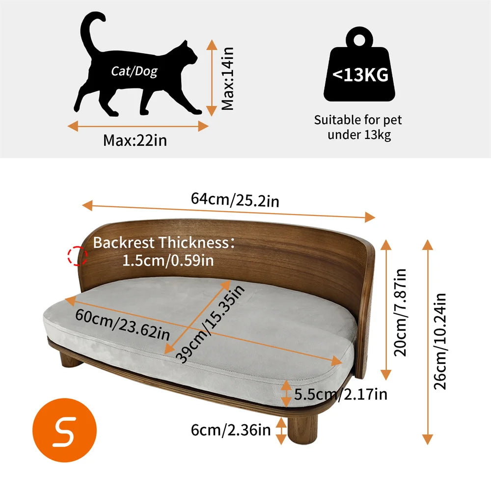 Borwart Elevated Pet Sofa With Waterproof Eucalyptus Wood Frame