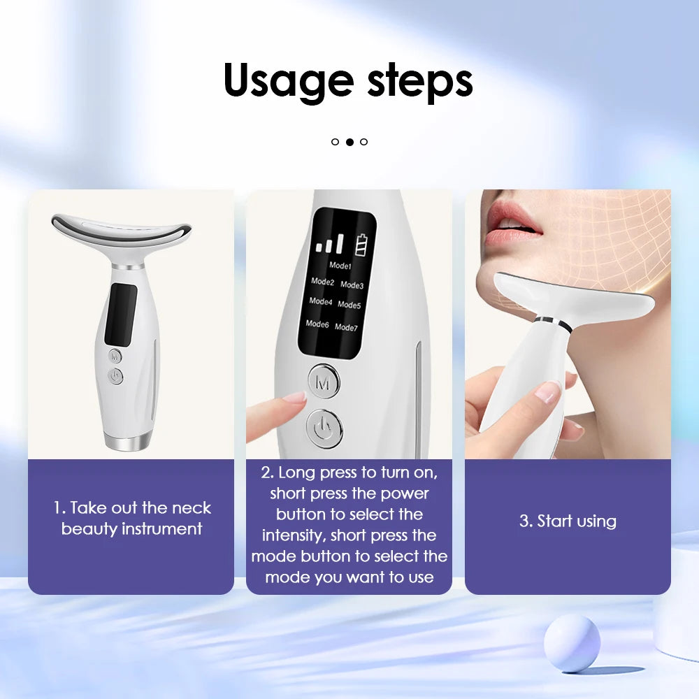 LED Light Therapy Face Lifting Massager Warming Vibration Skin Tightener