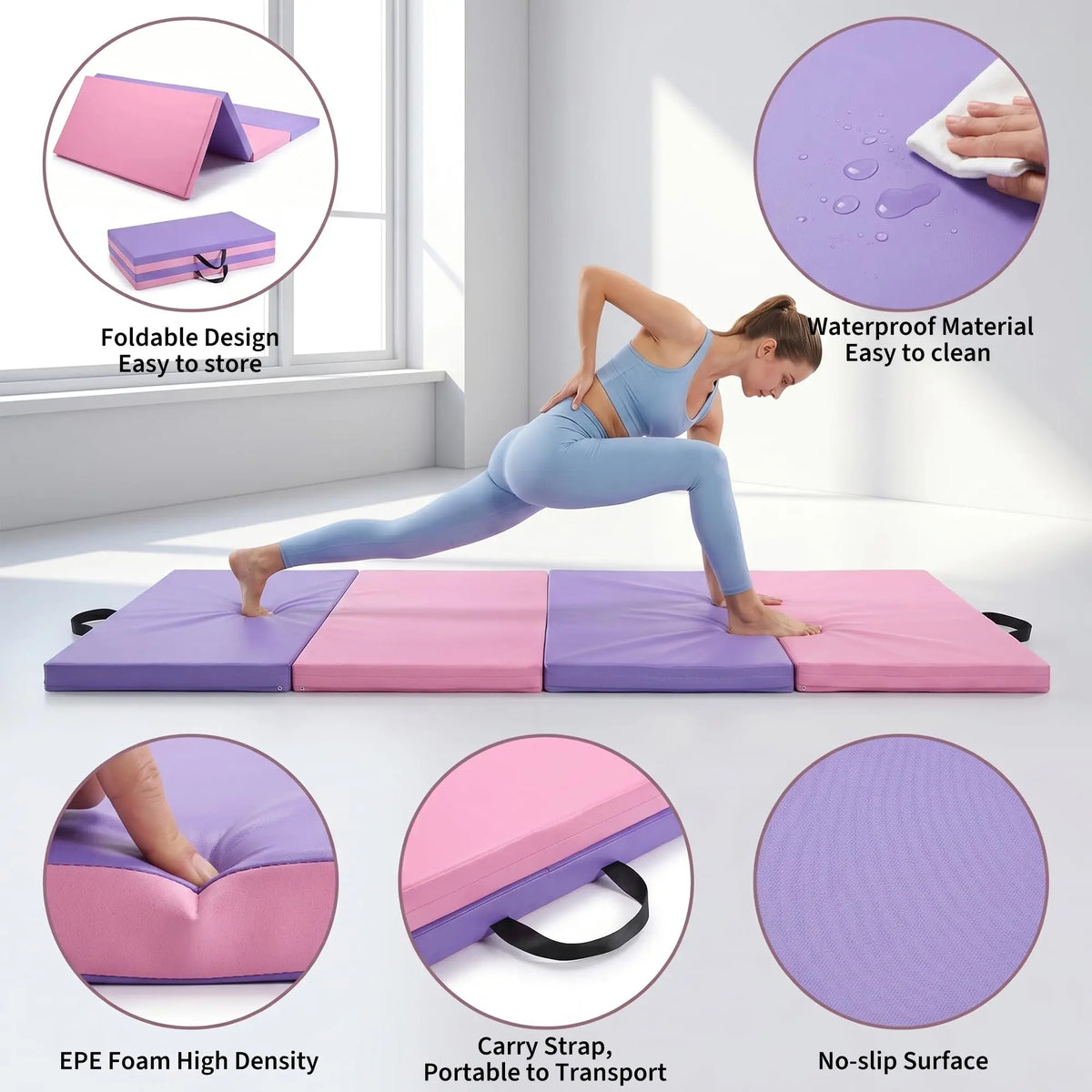 Foldable Gymnastics Exercise Mat For Home Workout Training