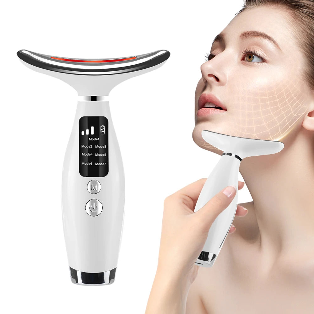 LED Light Therapy Face Lifting Massager Warming Vibration Skin Tightener