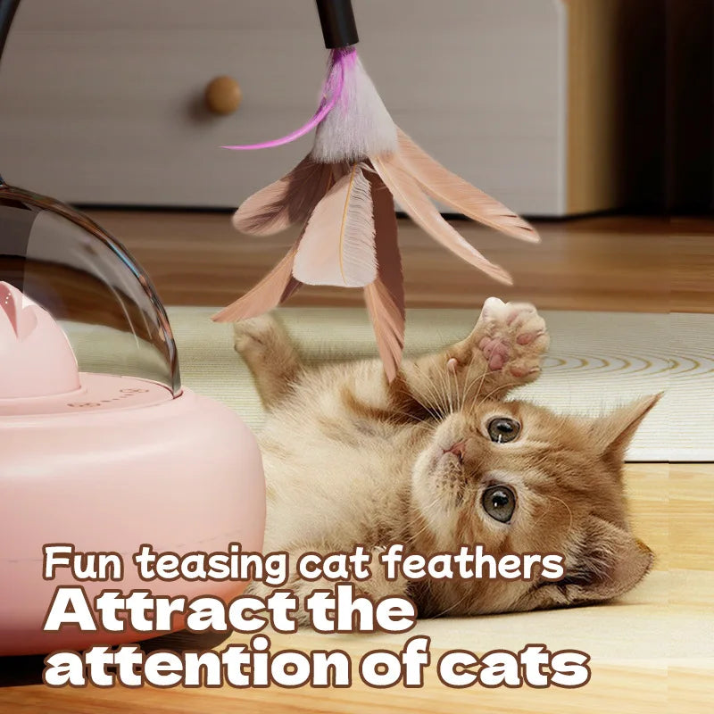 Automatic Electric Cat Teaser Stick With Replaceable Feather Bell