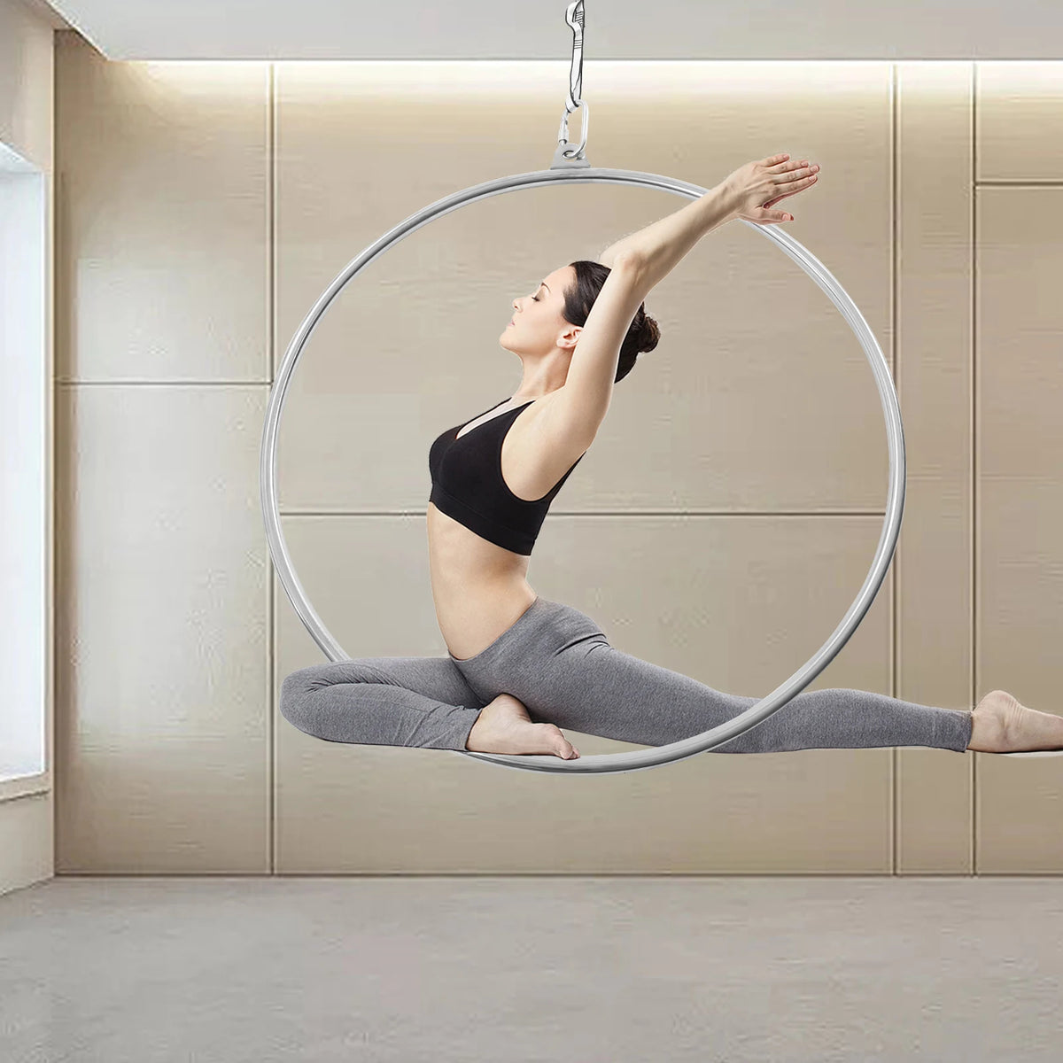 Stainless Steel Aerial Yoga Hoop Lyra Suspension Ring For Fitness