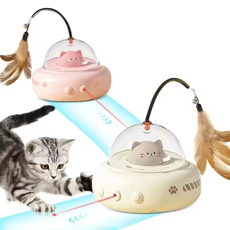 Automatic Electric Cat Teaser Stick Toy Interactive Laser Feather Toy