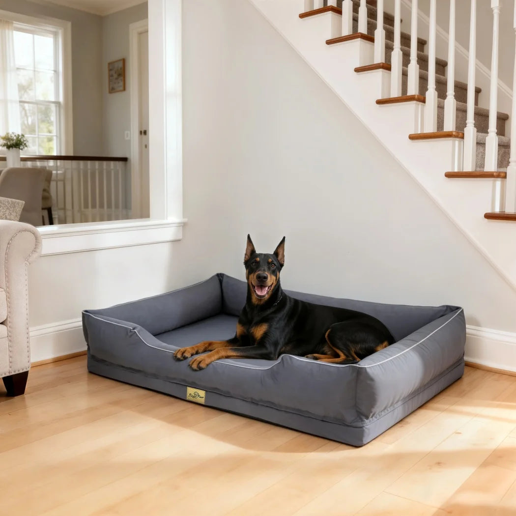 Borwart Orthopedic Dog Bed With Bolster And Washable Cover