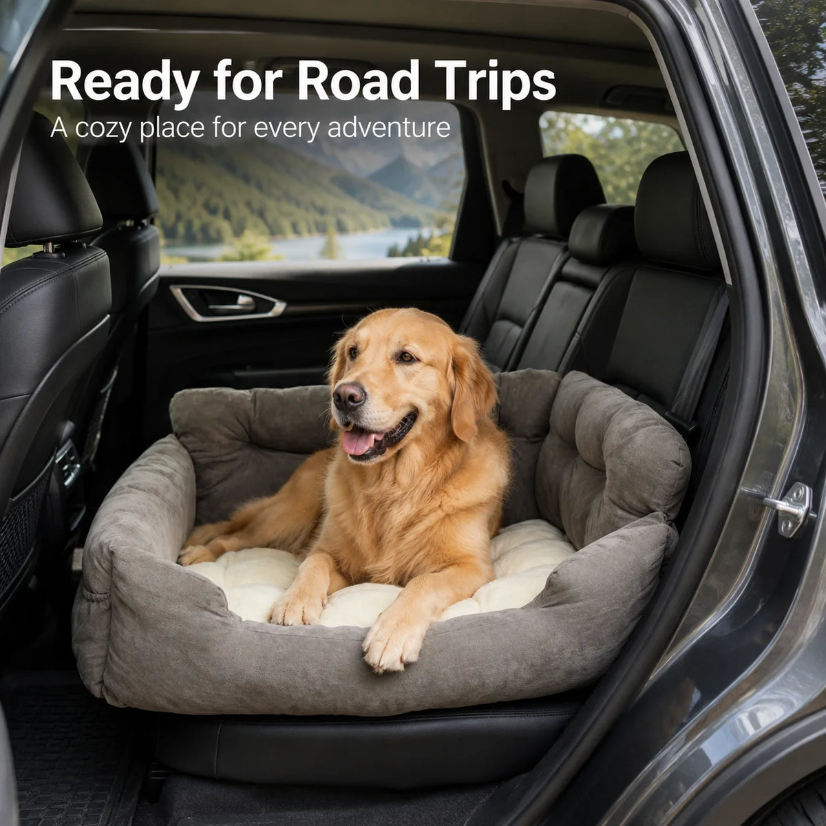 Portable Dog Booster Seat With Waterproof Cover And Safety Leash