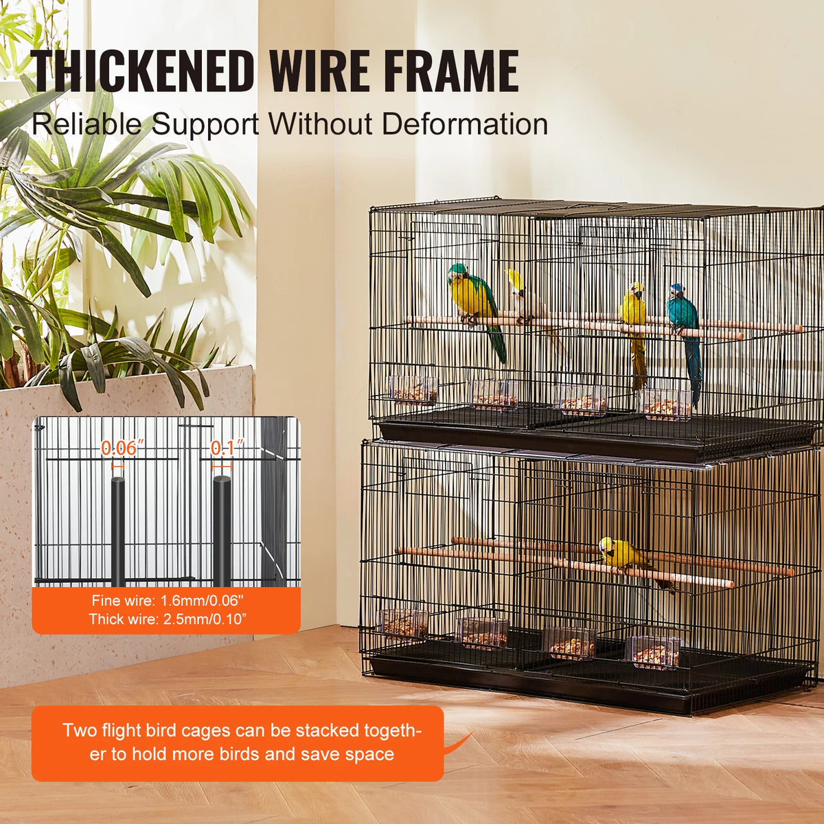 SucceBuy Stackable Divided Bird Cage With Travel Handle
