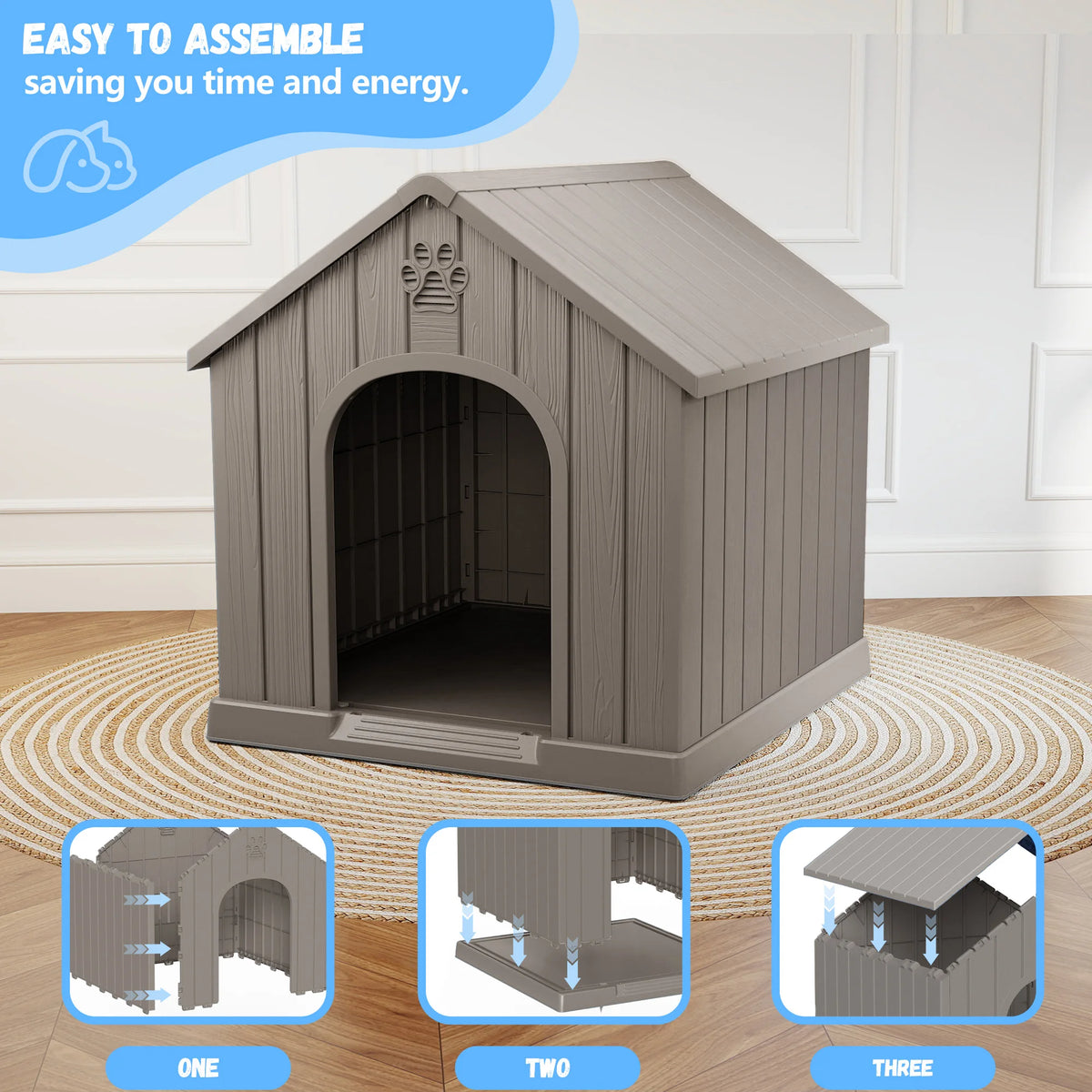Outdoor Plastic Dog House With Weather Resistant Ventilated Design