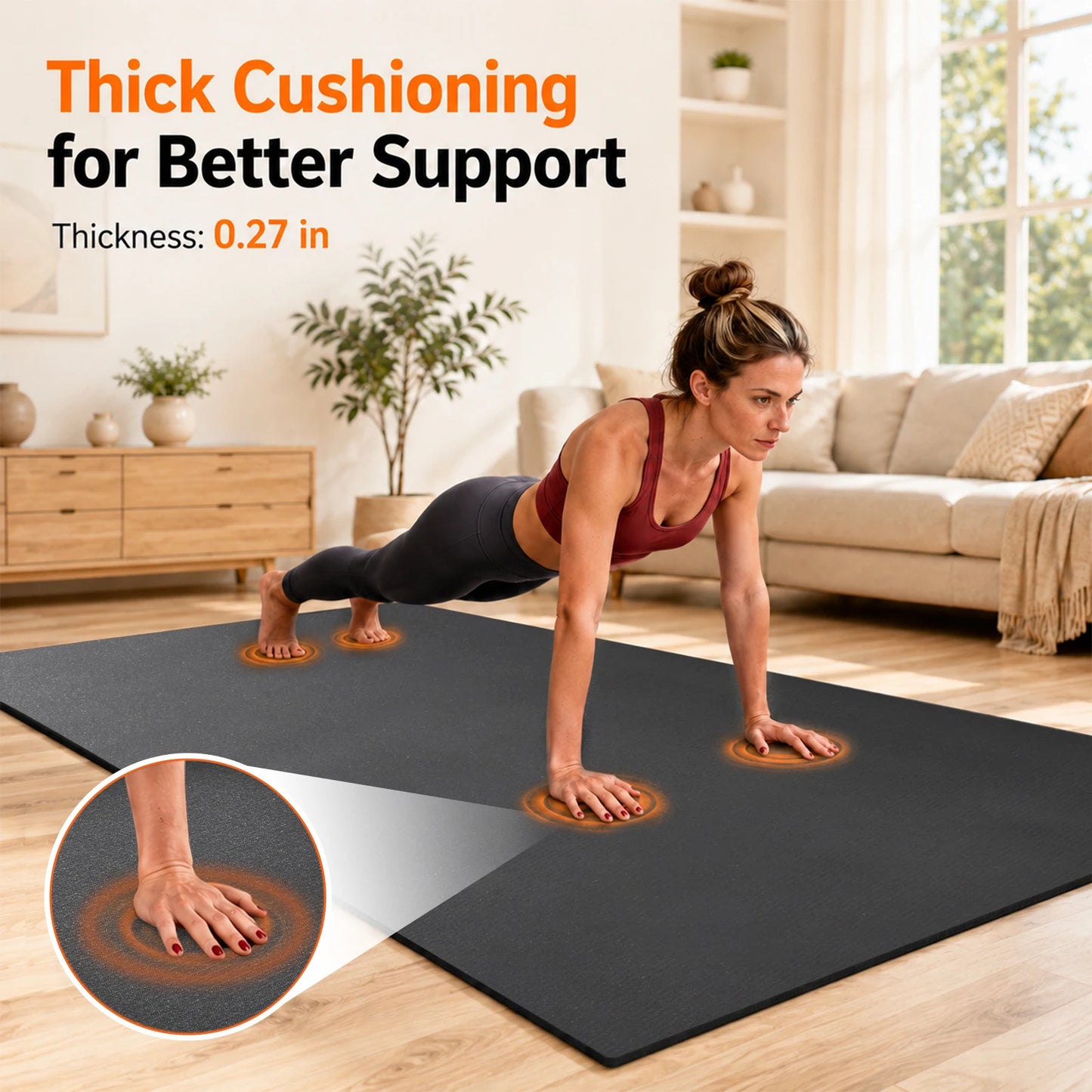 Extra Thick Non Slip PVC Workout Mat With Carry Bag