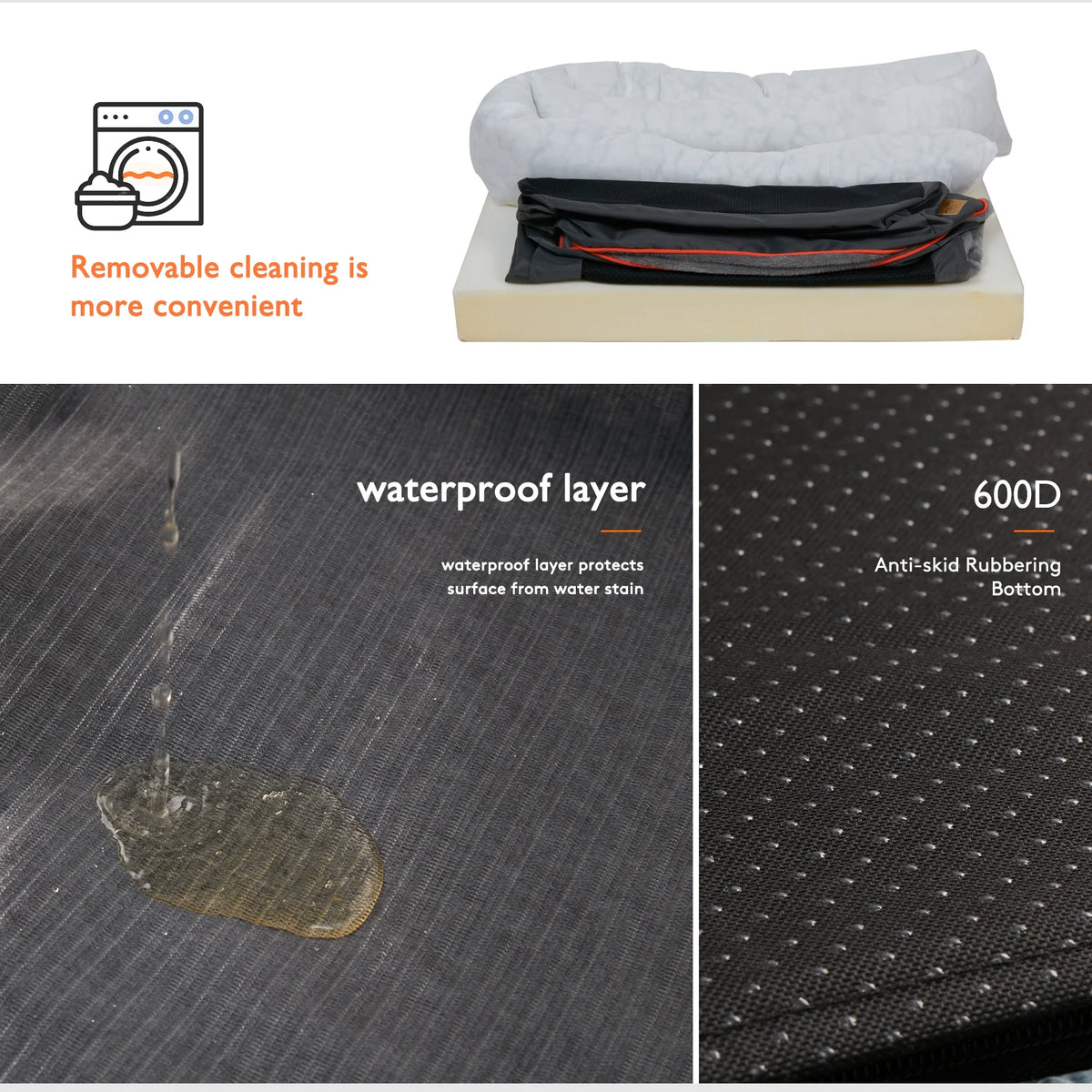 Bingopaw Orthopedic Dog Bed With Padded Bolster And Removable Cover