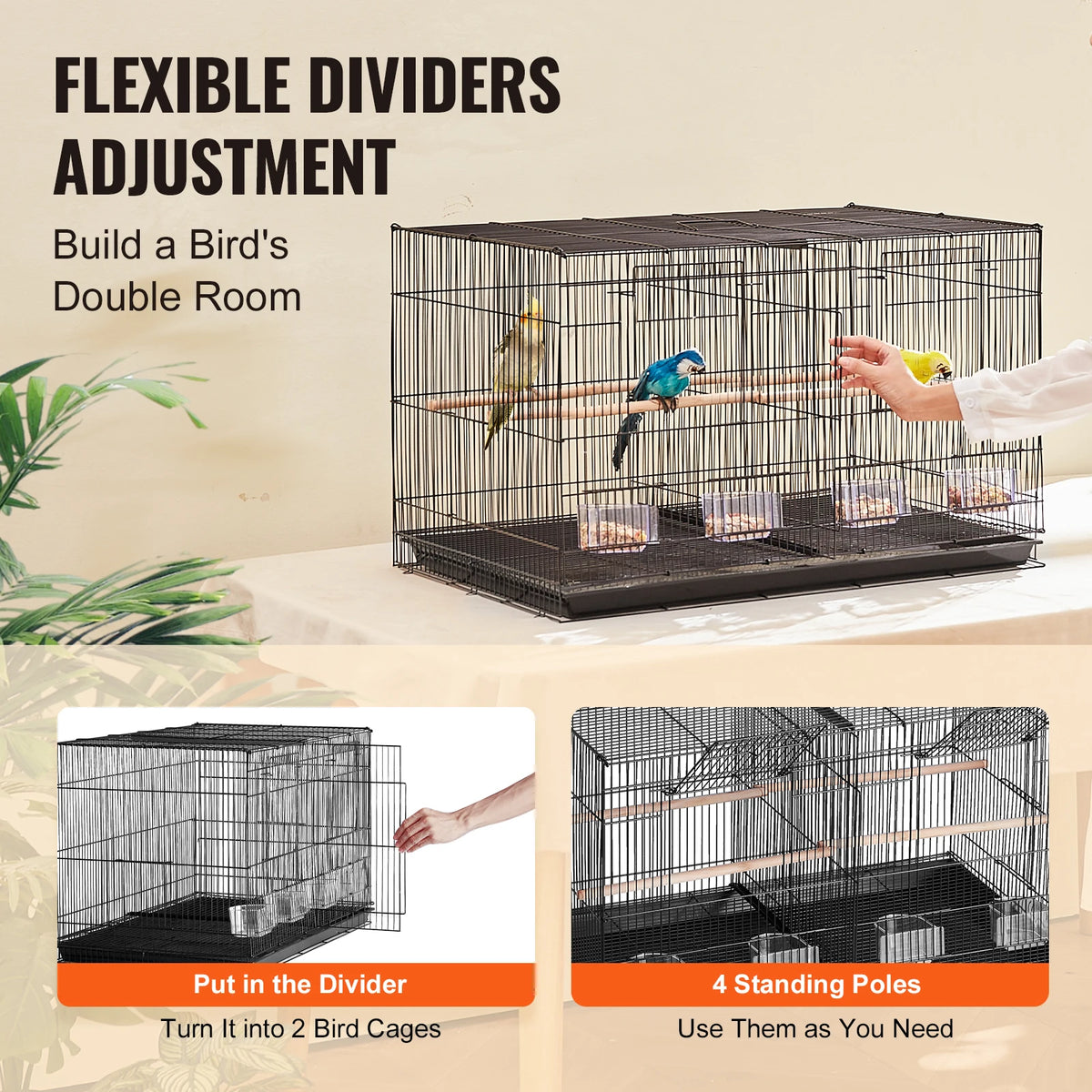 SucceBuy Stackable Divided Bird Cage With Travel Handle