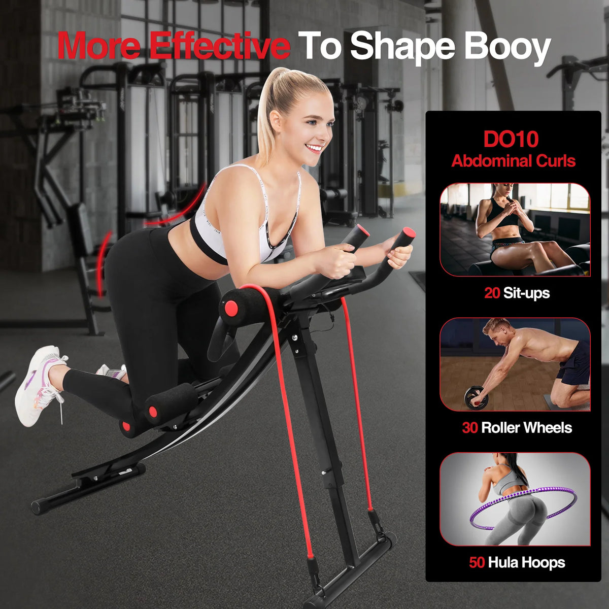 GIKPAL Foldable Ab Machine Core Trainer With LCD Display
