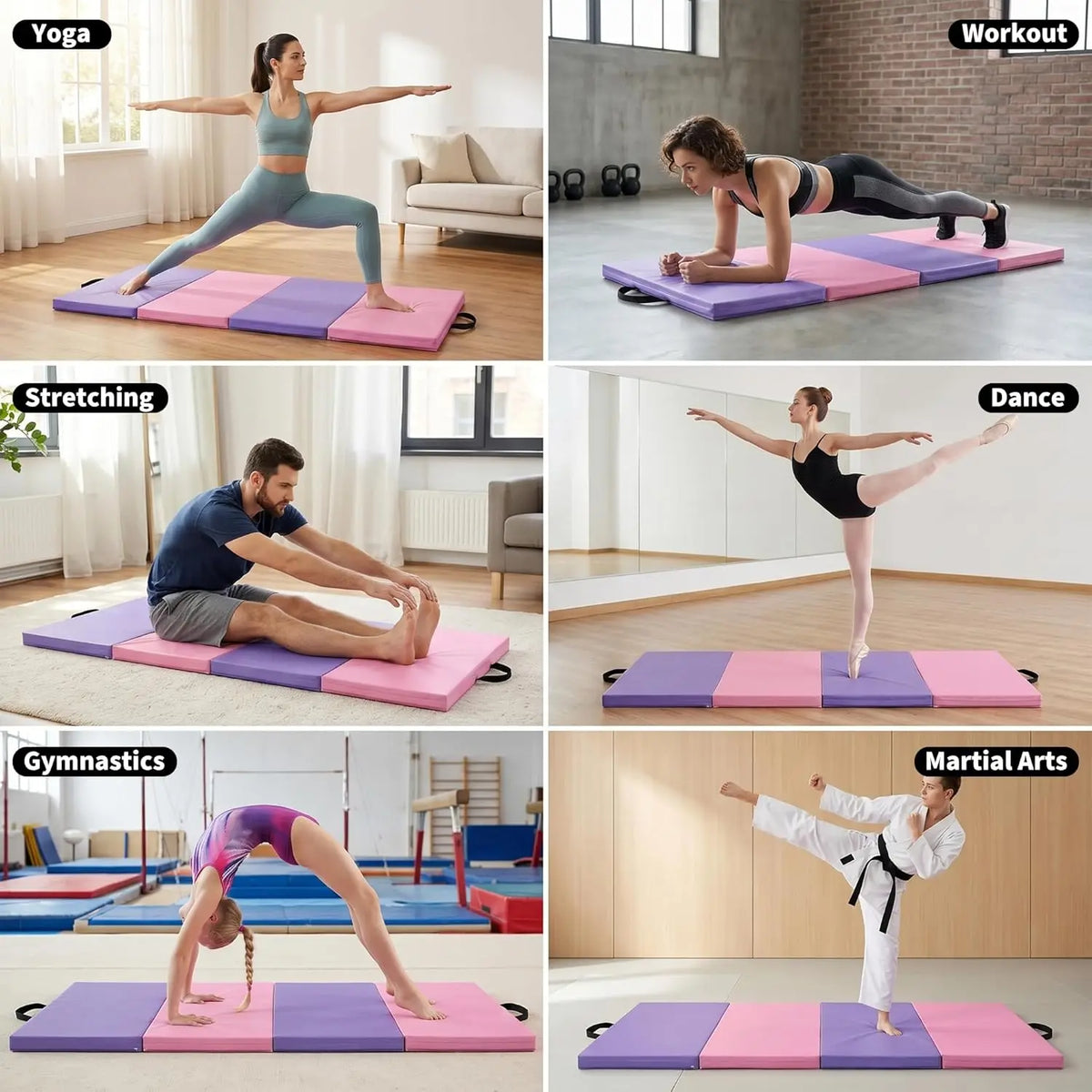 HiMiss Folding Gymnastics Exercise Mat For Home Workouts