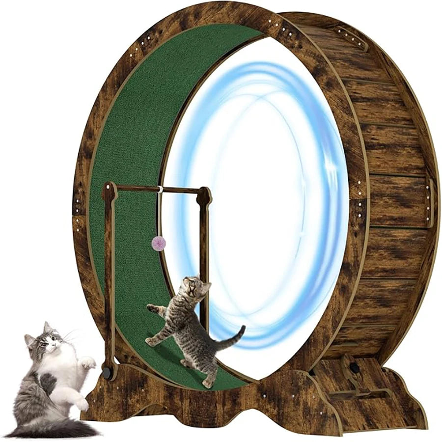 Cat Exercise Wheel With Detachable Carpeted Runway For Indoor Pets
