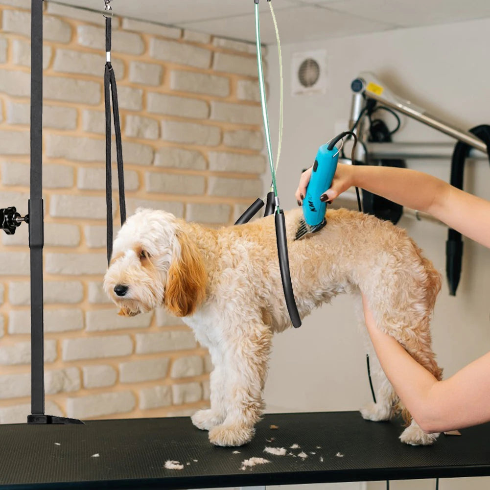 Height Adjustable Foldable Pet Grooming Stand with Metal Arm