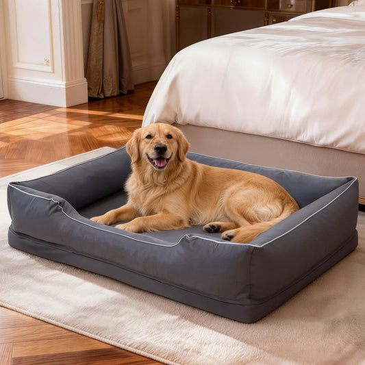 Borwart Orthopedic Dog Bed With Bolster And Washable Cover