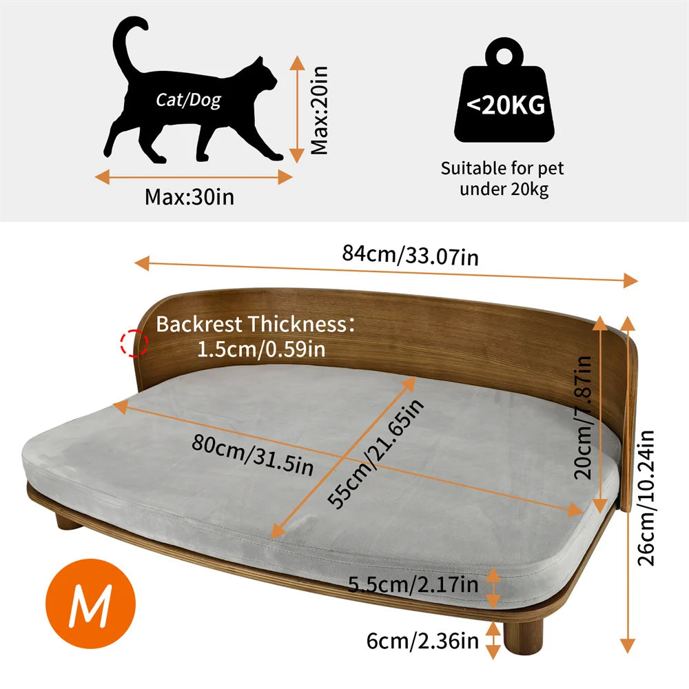 Borwart Elevated Pet Sofa With Waterproof Eucalyptus Wood Frame