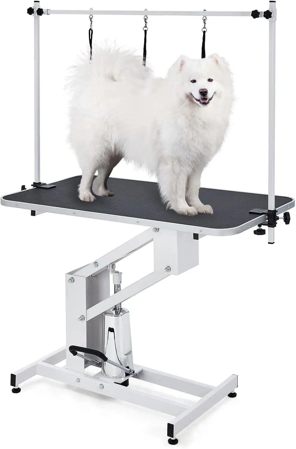 Garvee 43.3" Electric Pet Grooming Table 350 LBS Heavy Duty Dog Grooming Arm  for Large Dog Salon-Grade Pet Height Adjustable Grooming Station Slip Tabletop