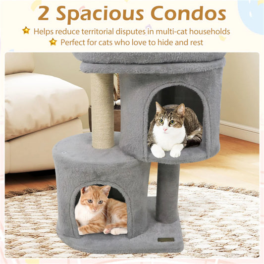 Zynkloac Anti-Tip Cat Tree Tower 2 Condos Sisal Scratching Post