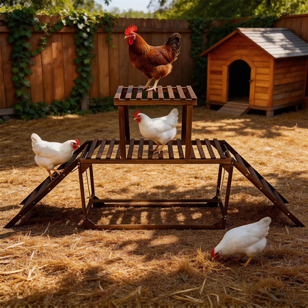 Pine Wood Chicken Perch Swing Roosting Bars Climbing Ladder Toy