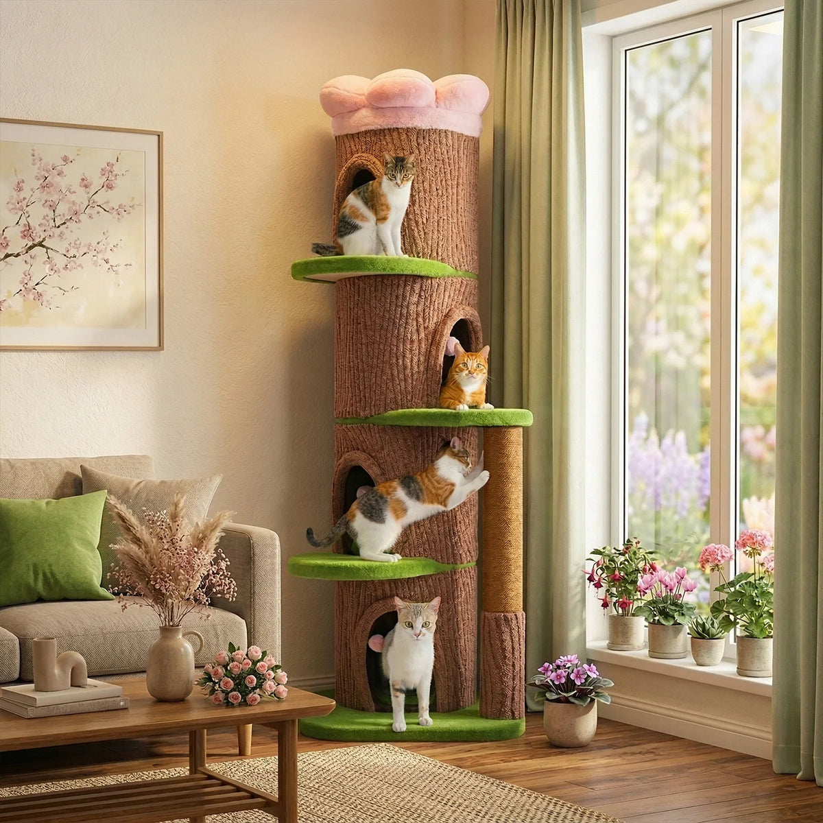 PAWZ Road Premium Cat Tree With Four Condos And Post