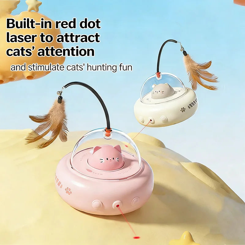 Automatic Electric Cat Teaser Stick Toy Interactive Laser Feather Toy