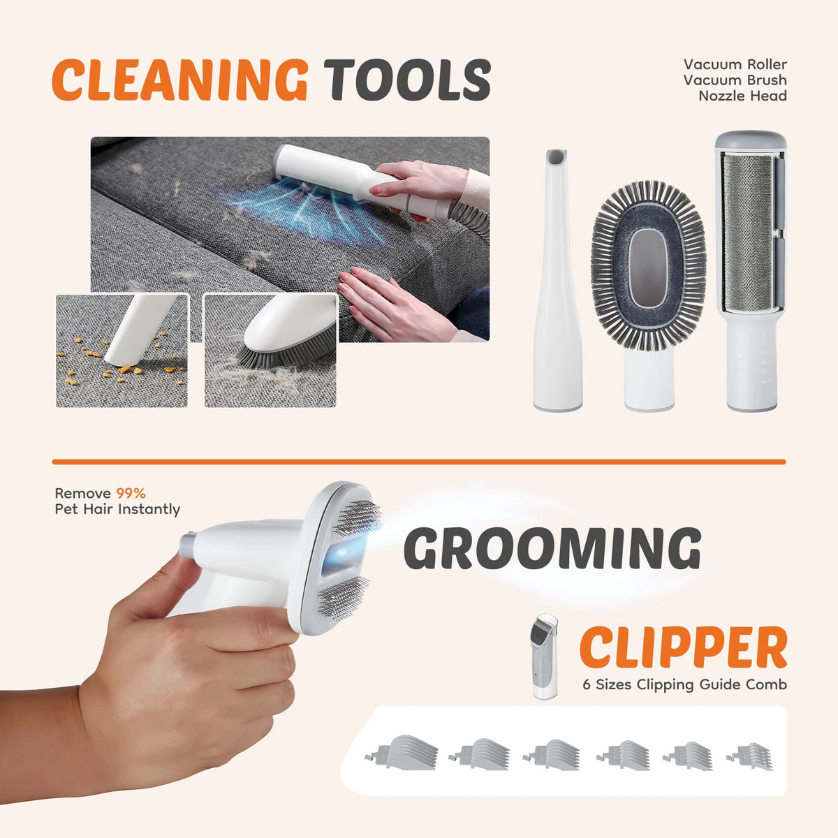 JHK Professional Low Noise Cordless Pet Grooming Clippers