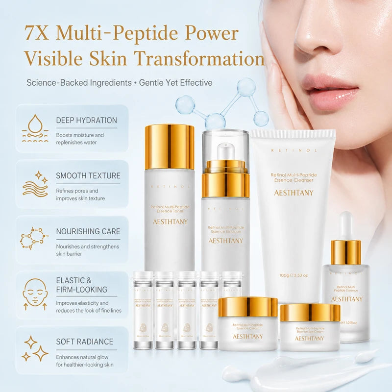 Retinol Multi Peptide Hydrating Skincare Set For Facial Care