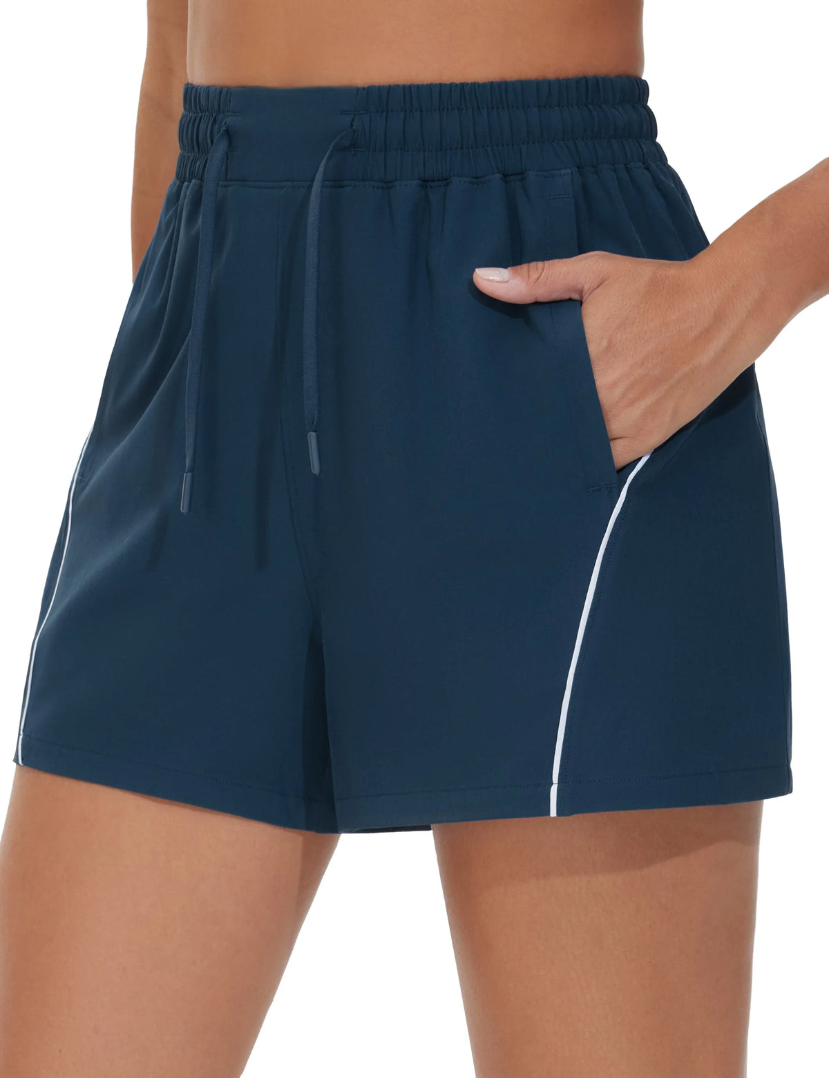 The Gym People Women High Waist Running Shorts With Pockets