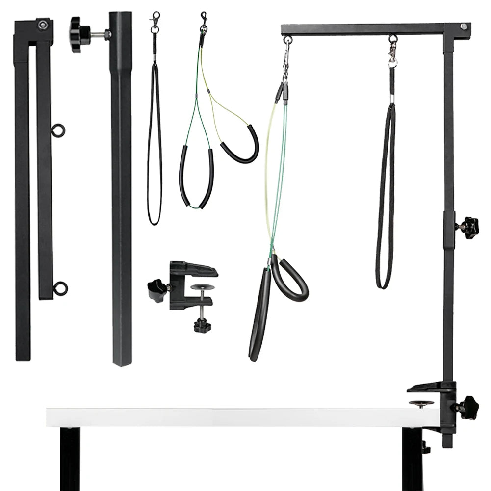 Height Adjustable Foldable Pet Grooming Stand with Metal Arm