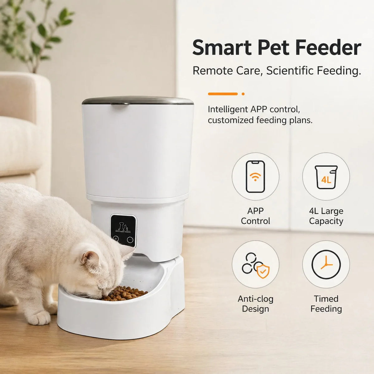 Smart Automatic Cat Feeder With App Control And Timed Dispensing