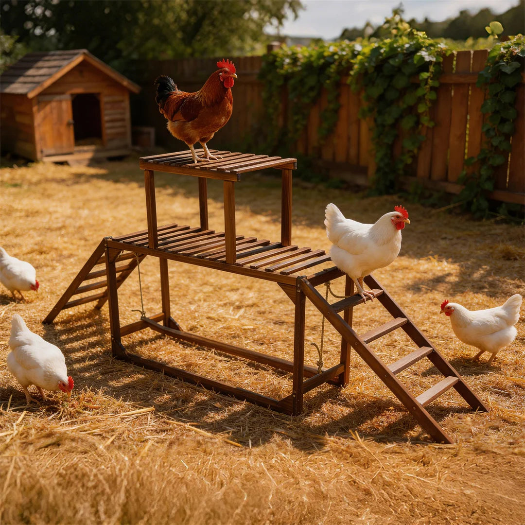 Pine Wood Chicken Perch Swing Roosting Bars Climbing Ladder Toy