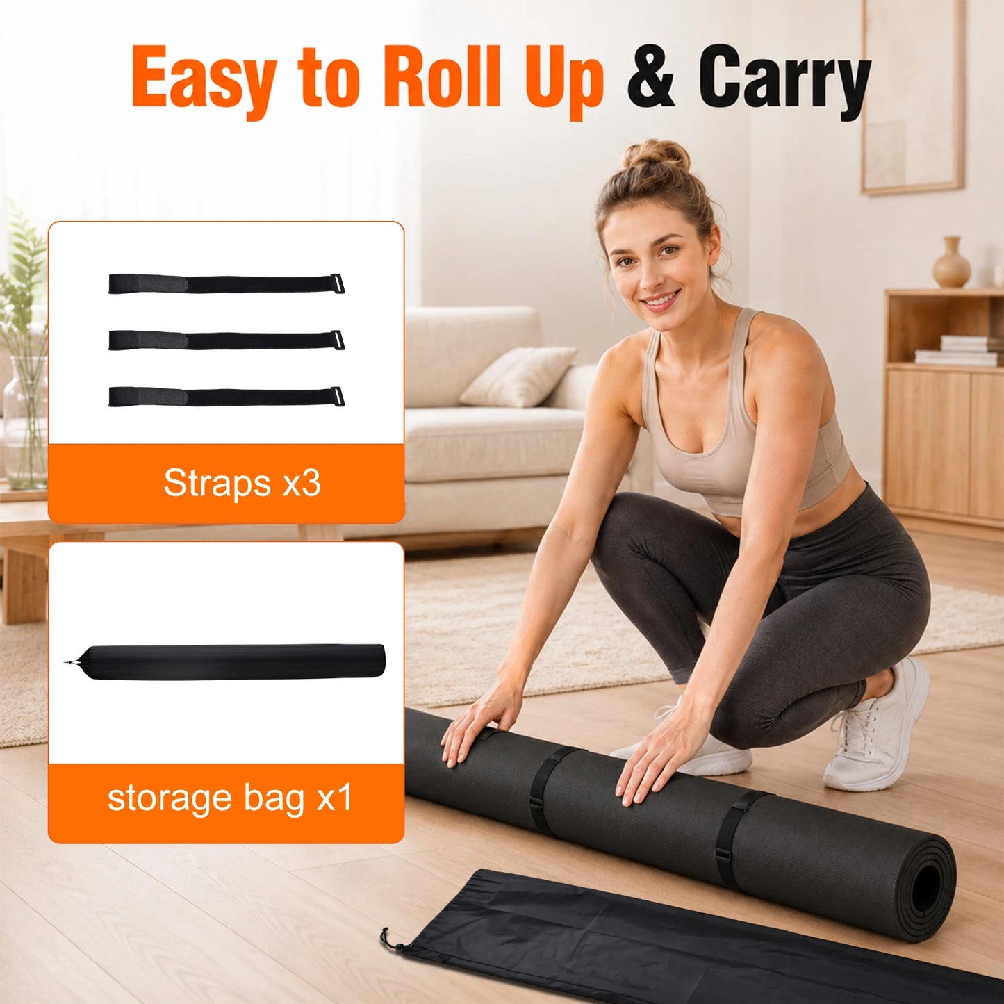 Extra Thick Non Slip PVC Workout Mat With Carry Bag