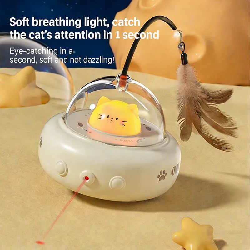 Automatic Electric Cat Teaser Stick Toy Interactive Laser Feather Toy