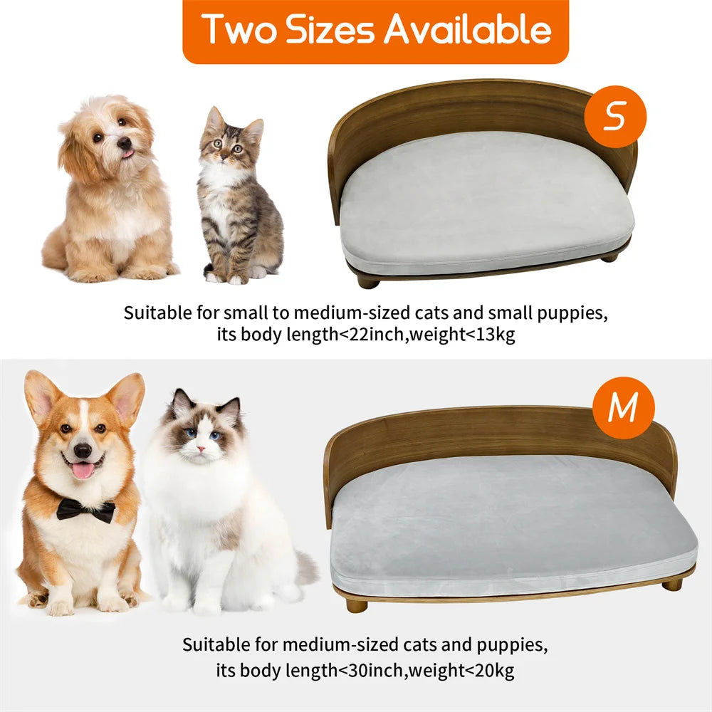 Borwart Elevated Pet Sofa With Waterproof Eucalyptus Wood Frame
