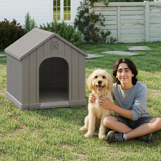 Outdoor Plastic Dog House With Weather Resistant Ventilated Design