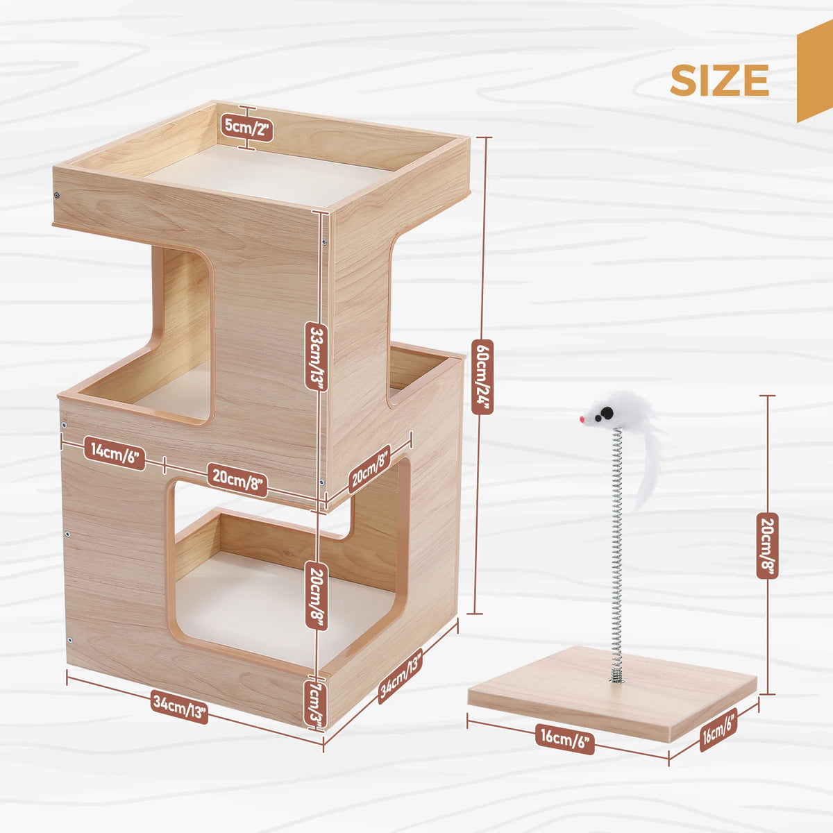 Pawz Road Wood Cat Condo With Scratching Pad And Bed