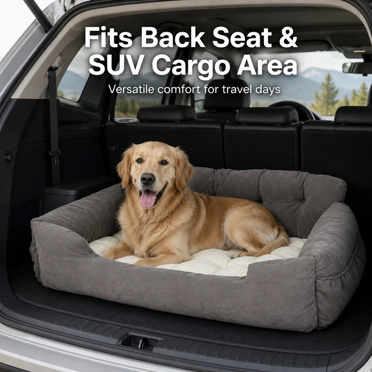 Portable Dog Booster Seat With Waterproof Cover And Safety Leash