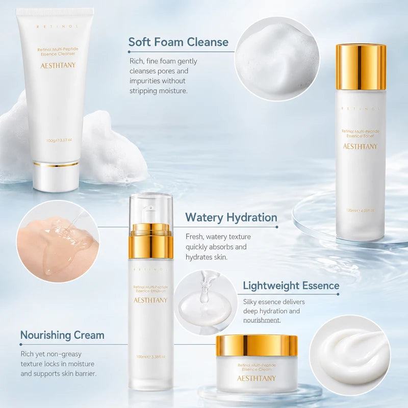 Retinol Multi Peptide Hydrating Skincare Set For Facial Care