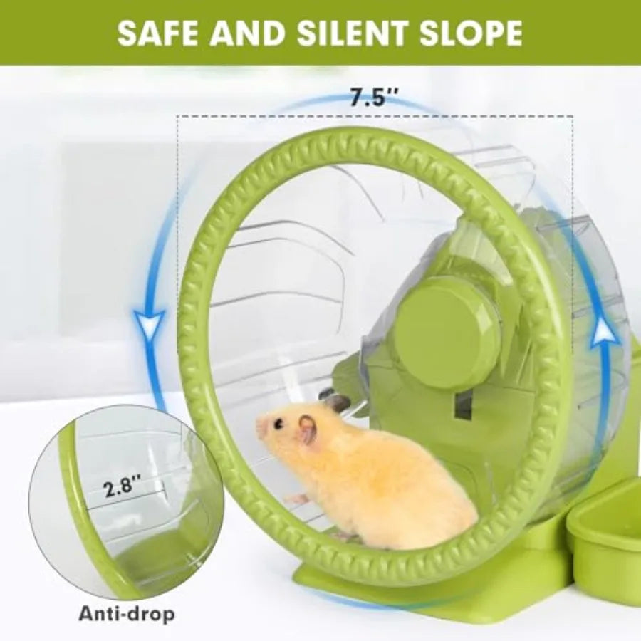 Quiet 4 In 1 Hamster Exercise Wheel With Food And Water Bowls