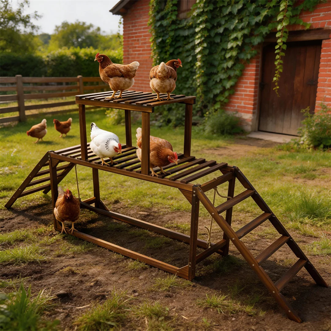 Pine Wood Chicken Perch Swing Roosting Bars Climbing Ladder Toy