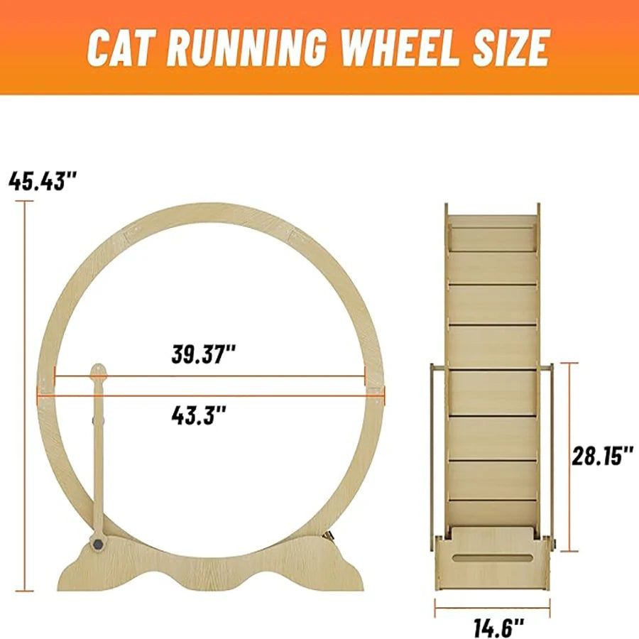 Cat Exercise Wheel With Detachable Carpeted Runway For Indoor Pets