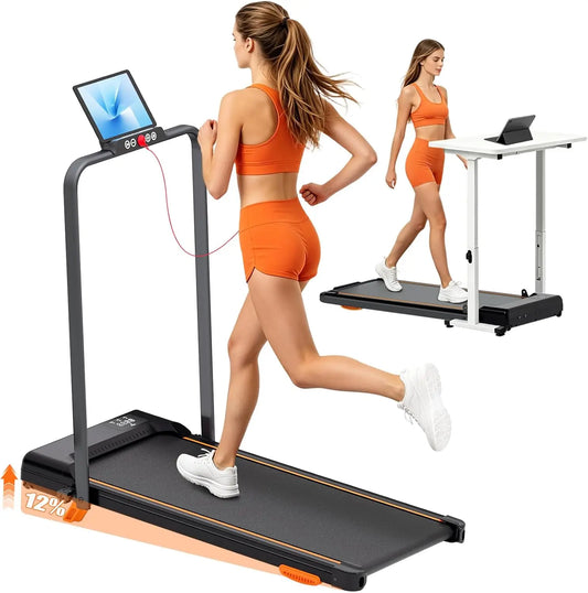Folding Under Desk Treadmill With Adjustable Incline And Remote Control