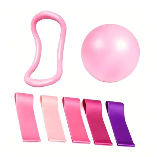 Complete Pilates Kit Featuring Mini Ball And Resistance Bands
