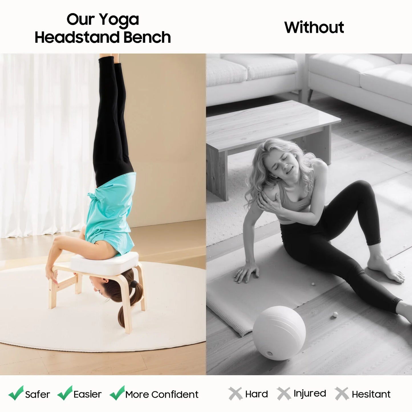 Premium Yoga Headstand Bench With Detachable T Block And Cushion