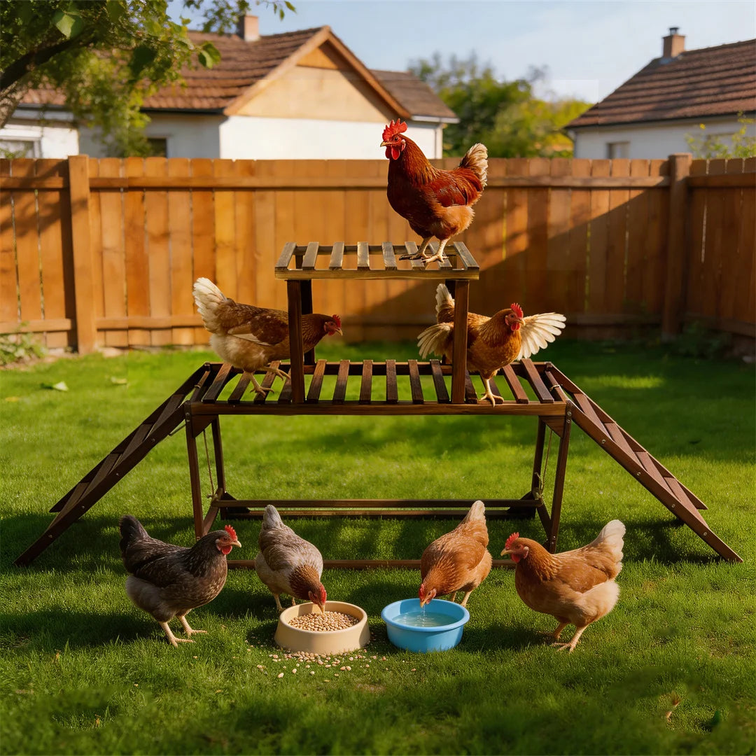Pine Wood Chicken Perch Swing Roosting Bars Climbing Ladder Toy