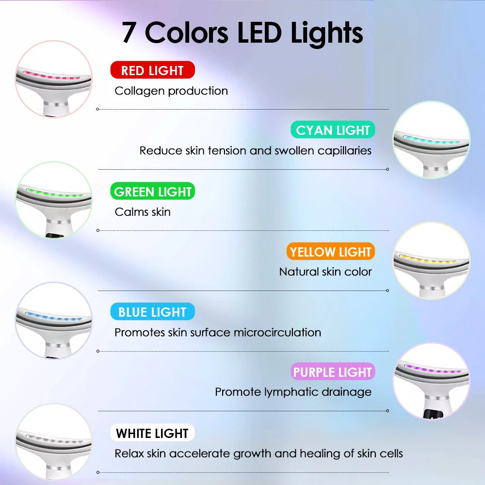LED Light Therapy Face Lifting Massager Warming Vibration Skin Tightener